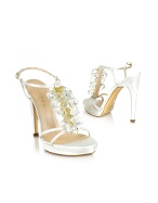 Casadei White Jeweled T-Strap Sandal Shoes