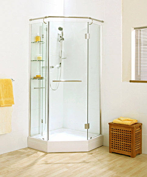 Cascata Pentagonal Shower Enclosure with shelving with Tray SR