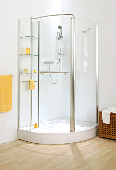 cascata Storage Corner Shower with Shelving Unit (Right) with Tray