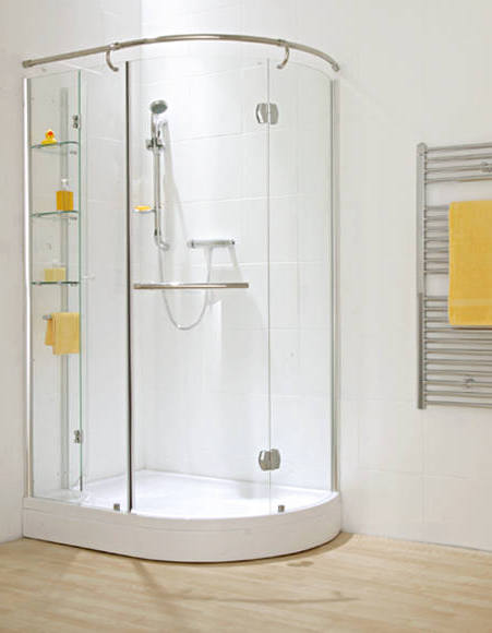 Storage Off-set Corner Shower Enclosure (Right) with Tray