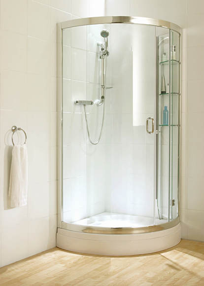 Storage Quadrant Shower Enclosure with Shelving Unit (900x900) with Tray