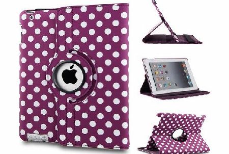 case-cover-mobile 360 ROTATING FLIP LEATHER CASE COVER FOR THE NEW IPAD MINI (Purple Polka)