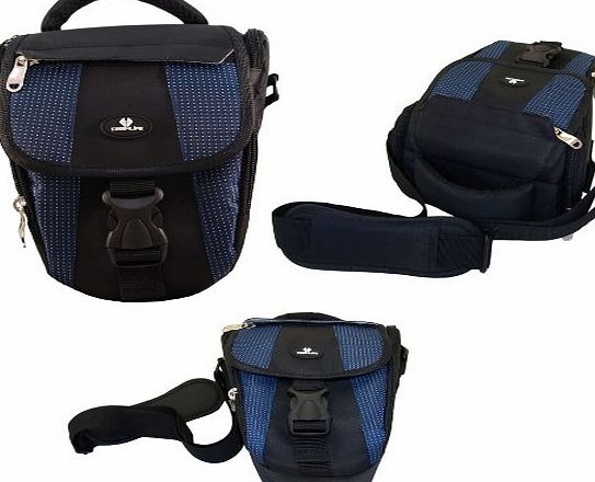 Case4Life Black/Blue Digital SLR Camera Holster Bag Case for Fujifilm Finepix HS, S***, SL, X Series inc S1, SL1000, HS30EXR, HS50, S2980, S4200, S4500, S9200, S9400W, X-S1 - Lifetime warranty