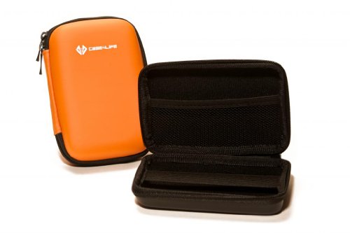 Case4Life Orange Shockproof Splashproof External Backup Portable 2.5`` Hard Drive Case for Samsung M3 USB 3.0 1TB 500GB   Samsung S2 - Lifetime Warranty