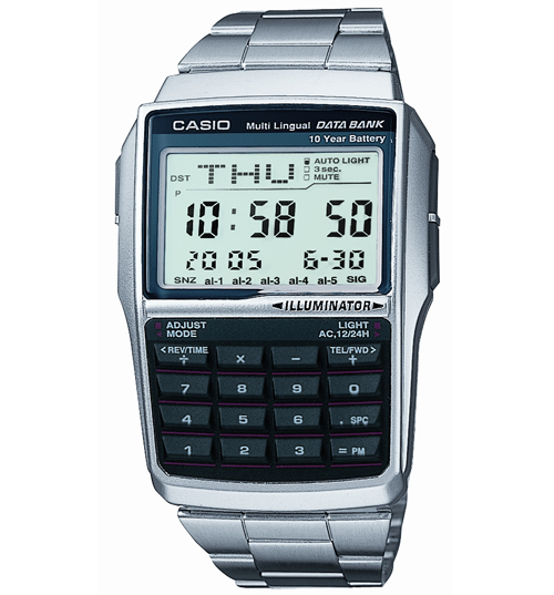 Classic Silver Calculator Databank Watch from