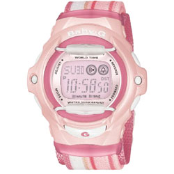 Ladies Baby G Pink Watch Cloth Band Series
