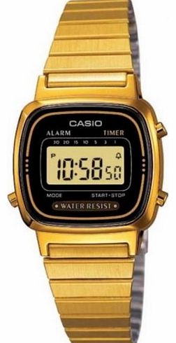 Casio Ladies Digital Watch LA-670WGA In Black Gold
