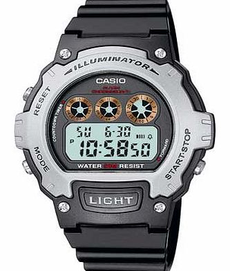 Mens Black LCD Digital Illuminator Watch