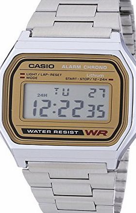 Mens Classic Retro Digital Watch A158WEA-9EF with Stainless Steel Bracelet
