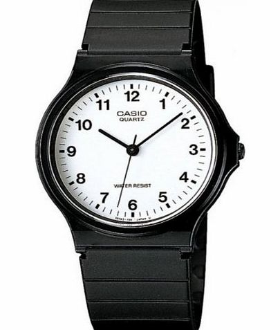 Casio MQ24/7B Unisex Quartz Watch with White Dial Analogue Display and Black Resin Strap
