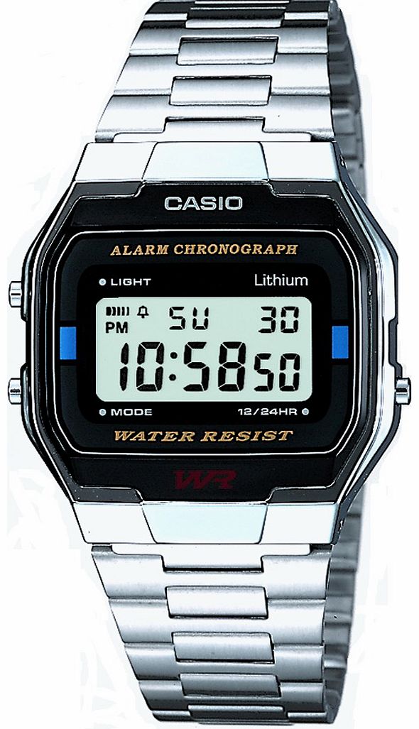Retro Silver Classic Digital Watch A163WA-1QES