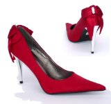 Garage Shoes - Durham - Womens High Heel Shoe - Red Satin Size 5 UK