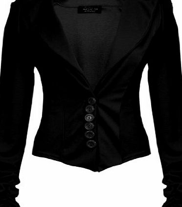 Catch One Ladies Fitted Ruched Sleeve Blazer Button Up Ladies Jackets Coat Top Office Suit Black 10