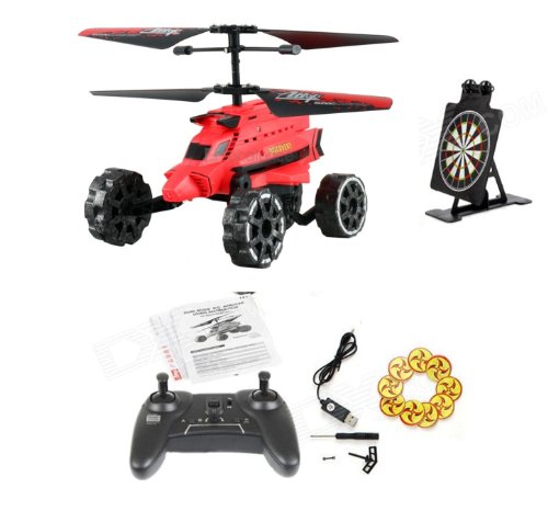 Catch22 Remote Control Aircraft Aerocar Remote Control Helicopter Aircraft Quadcopter Drone 4 Channel 2.4GHz YD-717 RED Drone 3 in1 Flying Running Shooting 3.5CH YD-922 Yelow (RED)
