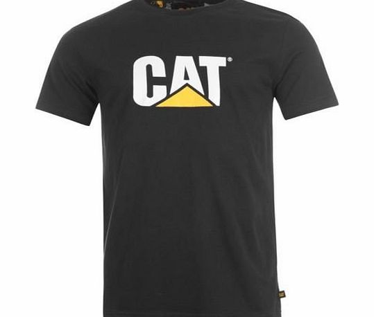 Caterpillar CAT Mens Original Tee T Shirt Short Sleeves Print Casual Cotton Top Clothing Black L