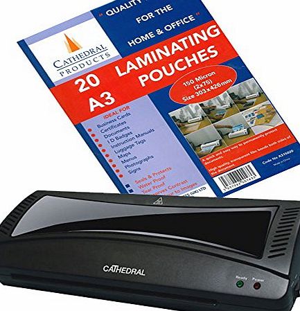 Cathedral  LMA3 - Value A3 Automatic Laminator w/ Starter Pack Pouches A4 LMA3