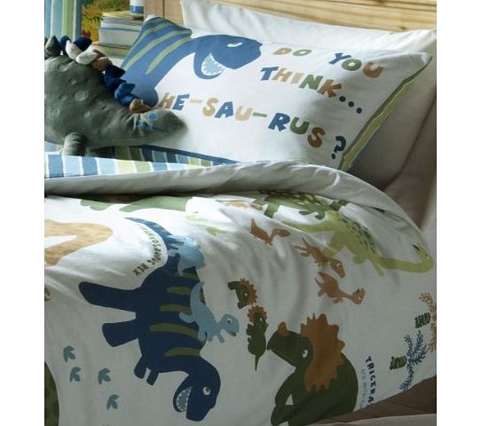 Catherine Lansfield Childrens Boys Dinosaur (Dino) Duvet Cover Quilt Bedding Set (Single Duvet Set)