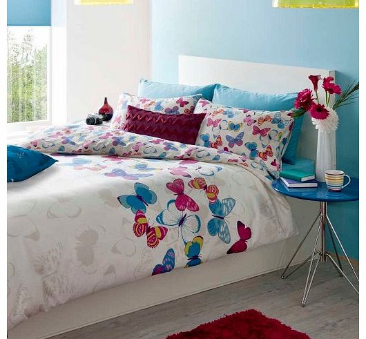 Cotton Blend Vibrant Butterfly Girls Duvet Quilt Cover Bedding Set Single