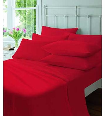 Catherine Lansfield Flannelette Red Fitted Sheet - Double