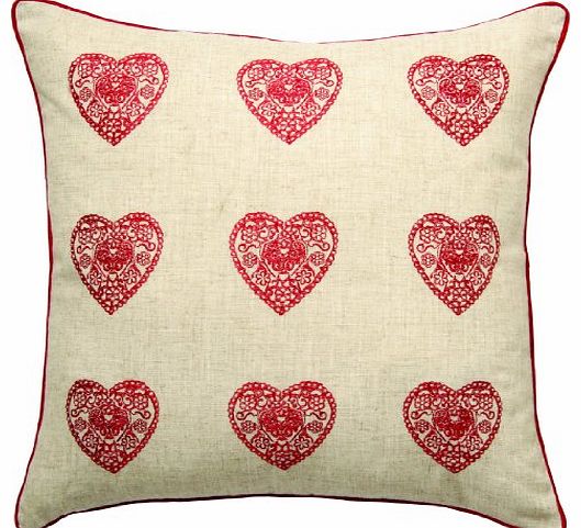 Catherine Lansfield Home Vintage Hearts Cushion Cover, Red, 45 x 45 Cm