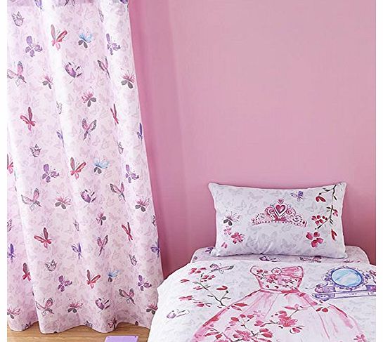 Catherine Lansfield Kids Glamour Princess Eyelet Lined Curtains, Multi, 66 x 72 Inch
