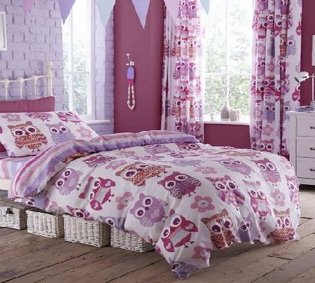 Catherine Lansfield Owl Single Bed Fitted Sheet - Pink
