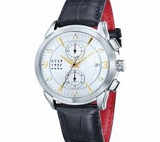 CCCP Mens Sputnik 1 Silver Black Chronograph Watch