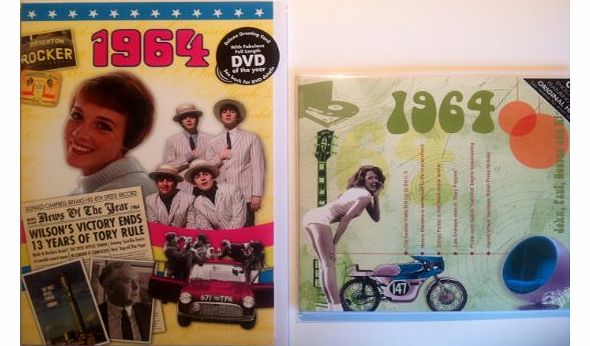 CD Card Company 1964 Wedding Anniversary Gifts - 1964 DVD Film , 1964 Chart Hits Cd and 1964 Greeting Card
