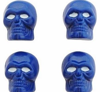 Skull Car or Bike Dust/Valve Caps- Blue with White Eyes