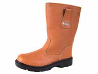 CEB Tan unlined rigger boot with steel toe cap, size