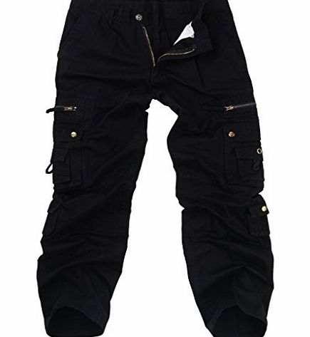 CellDeal Mens Casual Military Army CARGO CAMO Combat Work Zipper Pants Trousers New Black 34