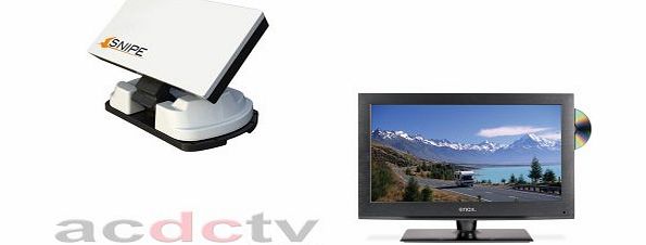 24`` 12v / 12 volt HD LED Satellite / Traveller TV by Cello with Selfsat Snipe 12v Automatic Satellite Dish Kit System