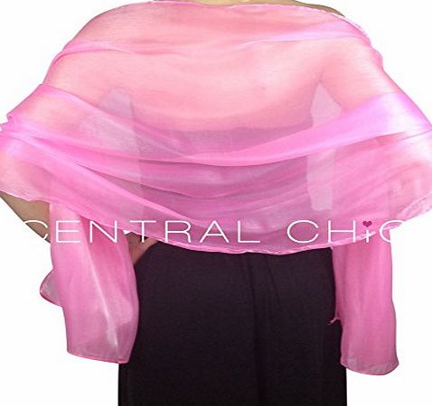 Central Chic Silky Iridescent Wrap Stole Shawl For Weddings Bridal Bridemaids Evening Wear Prom amp; Parties - 23 Beautiful Colours (Pink)