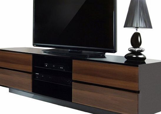 Avitus Walnut Black, Gloss Black with 4-Walnut Drawers amp; 3-Shelf 32``-65`` LED/ LCD / Plasma Cabinet TV Stand