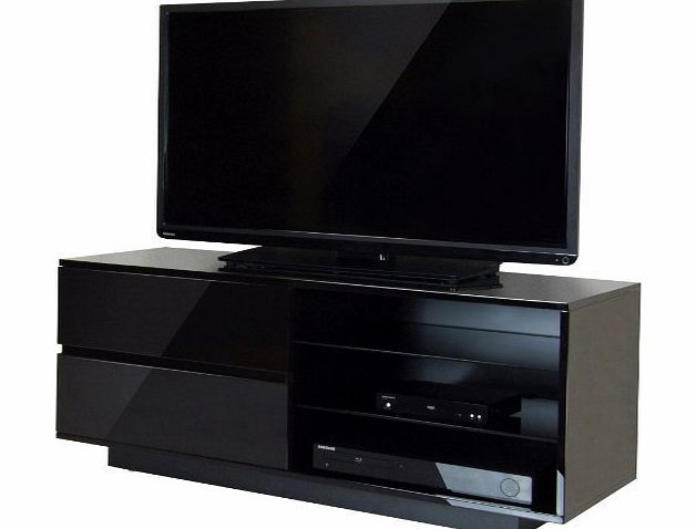 Gallus Gloss Black with 2-Black Drawers amp; 3-Shelf 26``-55`` LED/ LCD / Plasma Cabinet TV Stand
