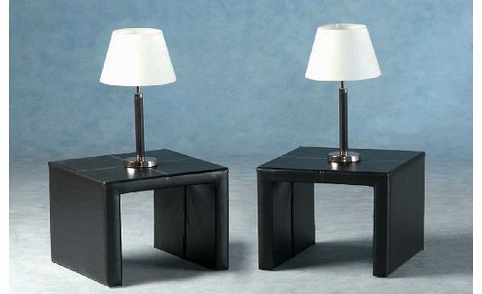 PAIR OF EXPRESSO BROWN LUXURY FAUX LEATHER BEDSIDE LAMP TABLE, FROM CENTURION PINE