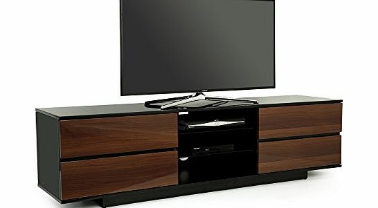Centurion Supports Centurion Avitus Walnut Black Designer Stand upto 65inch Flat Screen LED and LCD TV Cabinet - Flat Packed