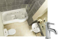 1700mm Shower Bath with Milan Bathroom Suite and Whirlpool Bath with Right Hand Bath