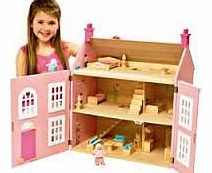 Wooden 3 Storey Dolls House - Pink