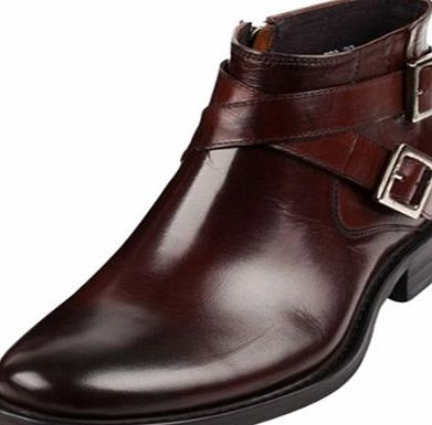 Chalmart-YUANMAI Mens Fashion Bright Leather Polo Formal Work Short Boot Brown Size 43 EU
