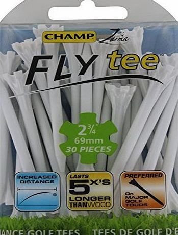 Champ Zarma Golf Fly Tee 30 Pack - White, 70mm