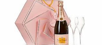 CHAMPAGNE BOX VEUVE CLICQUOT 75CL ROSE COUTURE GIFT WITH CHAMPAGNE FLUTES