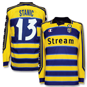 99-00 Parma Home L/S Players Shirt + Stanic 13