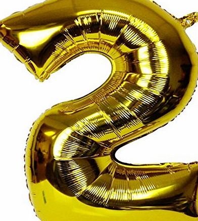 Changzhong 40`` Number 2 Helium Foil Digital balloons ,birthday holidays weddin party supply Golden