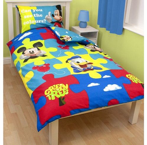 Character Bedding Disney Mickey Mouse Puzzled Single Rotary Duvet Set