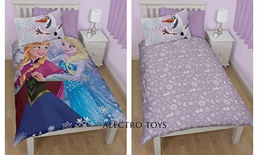 Disney Frozen Reversible Elsa Anna and Olaf Cotton Mix Single Bed Set- Duvet cover and Pillow Case