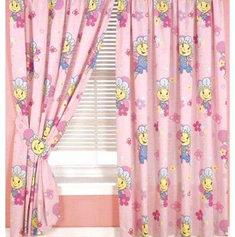 Fifi and the Flowertots Jump Flowers Pink Curtains 66 x 54`` including Tie Backs