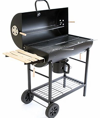 Charles Jacobs Summer Garden Grill Cooking Charcoal Patio Barrel BBQ with Wheels in Black