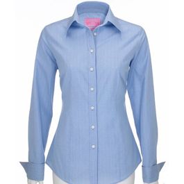 Blue Prince Of Wales Check Tailored Business Shirt