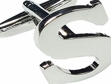 Charles William Fashion Single Letter S Alphabet Initial Cufflink Formal Business Mix amp; Match Silver Letter Cufflinks
